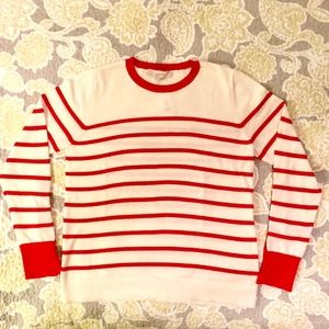 NWT LOFT red-striped sweater with button cuffs